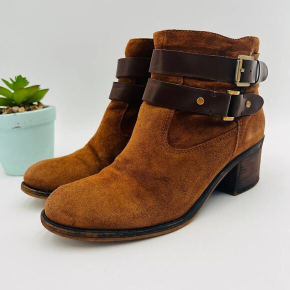 Franco Sarto Women's Linden Block Heel Brown Bootie Size 7 - Picture 4 of 12